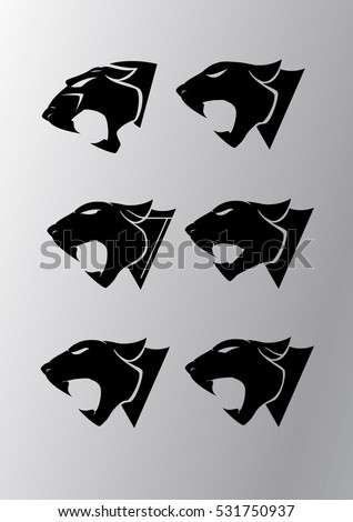 Icons set with heads of a panthers. Templates for identity, logo and prints