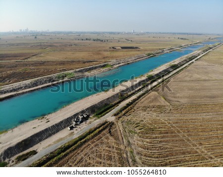 Agricultural irrigation canals of rice field