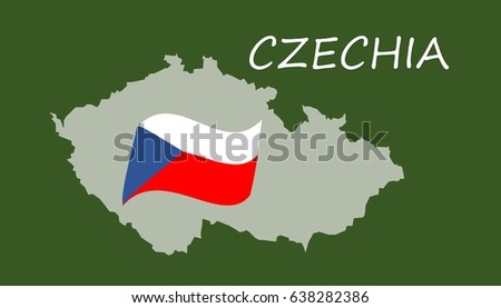 Illustration of Czechia map and flag
