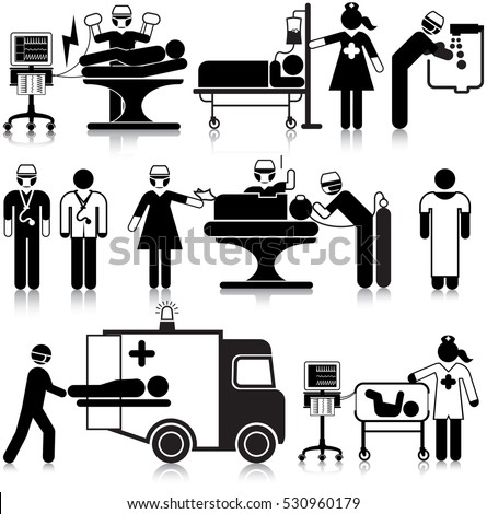 Accident Emergency Medical Staff Icon Set Stock Vector 530960179 ...