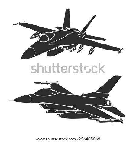 F 18 F 16 Fighter Jets Vector Illustration Stock Vector ...