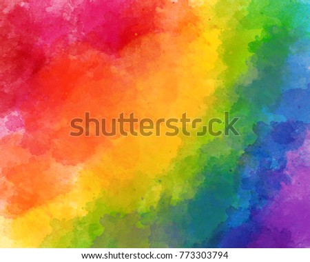 Artistic Rainbow Colors Splash Watercolor Background Stock Photo