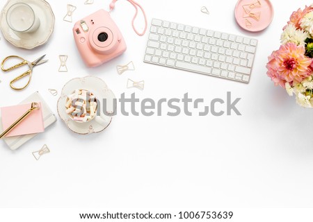 Stylized Womens Desk Office Desk Workspace Stock Photo 1006753639