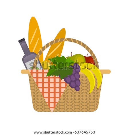 Picnic Basket Illustration Food Vector Isolated Stock Vector 637645753 ...