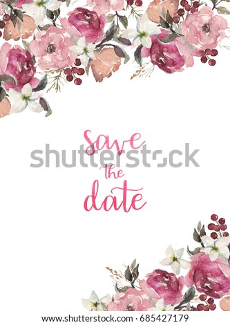 stock photo watercolor flowers set beautiful floral clip art elegant floral frame border header corner 685427179