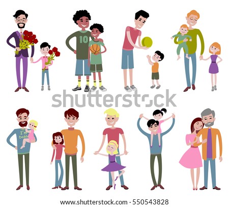 Father and kids together character vector.