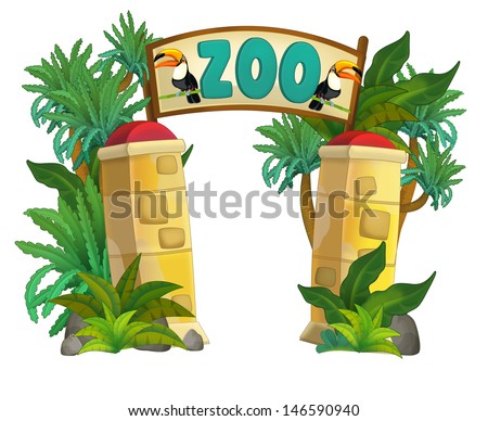 Cartoon Zoo Amusement Park Illustration Children Stock Illustration ...