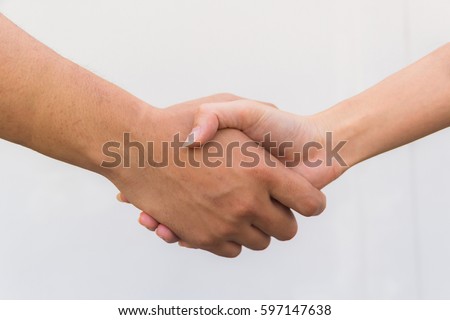 Man With A Woman And Shaking Hands Isolated On White Background This Has Clipping Path Man With A Woman And Shaking Hands Isolated On White Background This Has Clipping Path
