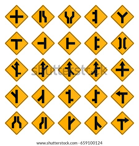 Yellow Road Signs Traffic Signs Vector Stock Vector 159643592 ...