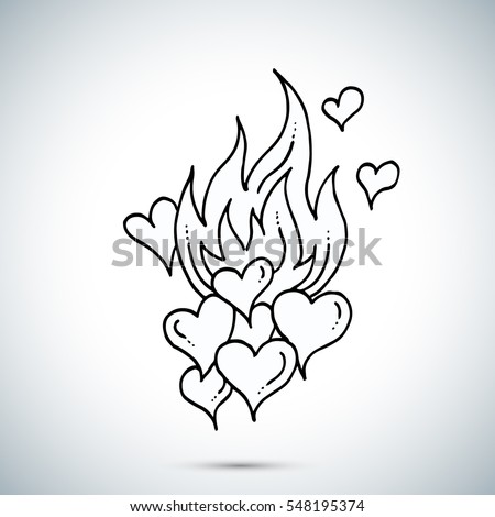 Burning Hearts Set Stock Vector 69616006 - Shutterstock