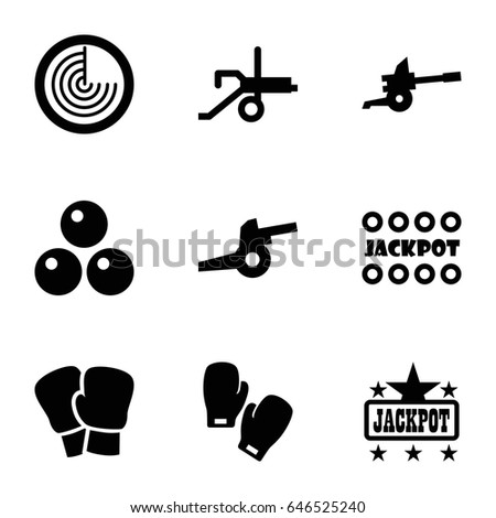 Fight icons set. set of 9 fight filled icons such as radar, jackpot, boxing gloves, canon ball