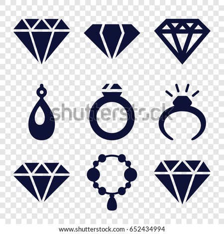 Jewel icons set. set of 9 jewel filled icons such as gem, ring, necklace, diamond, earring