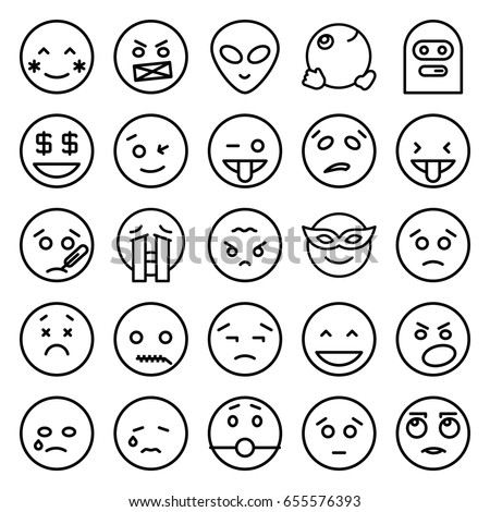 Emoticon Icons Set Set 25 Emoticon Stock Vector 655576393 - Shutterstock