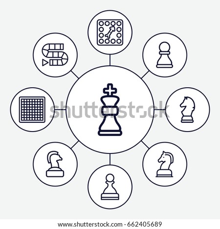 Chess Icons Set Of 9 Outline Such As Board Game Pawn Chess Icons Set Of 9 Outline Such As Board Game Pawn