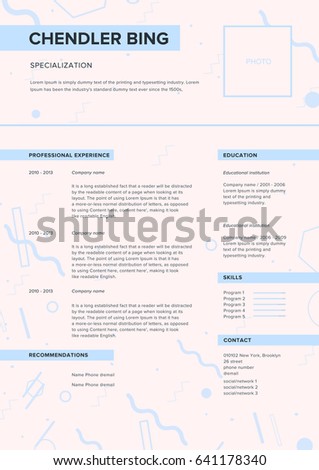 cv template minimalist resume web page stock vector 641178340