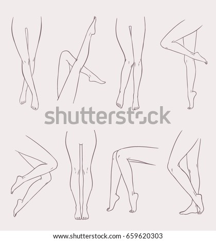 Set Various Female Legs Hand Drawn Stock Illustration 659620303 ...