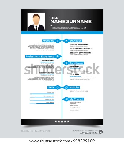 clean modern design template of resume cv template vector graphic layout black and - Cv Design Templates Vector clean modern design template of resume cv template vector graphic layout black and - Cv Design Templates Vector
