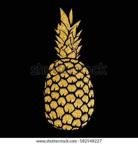 pineapple gold illustration isolated on white background. Design elements for logo, label, emblem, sign, menu. Vector illustration.