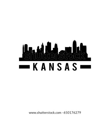 Silhouette City Skyline Landscape Kansas City Stock Vector 650176279