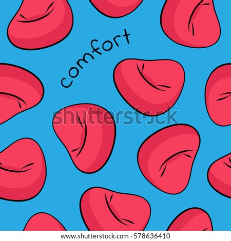 Seamless Vector Pattern With Pink Bean Bag Chairs On A Blue Background Seamless Vector Pattern With Pink Bean Bag Chairs On A Blue Background