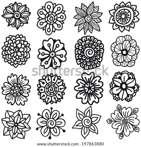 Set Sketch Flowers Your Design Vector Stock Vector 197863880 - Shutterstock