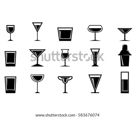 Set Drink Glasses Icons Stock Vector 157404845 - Shutterstock