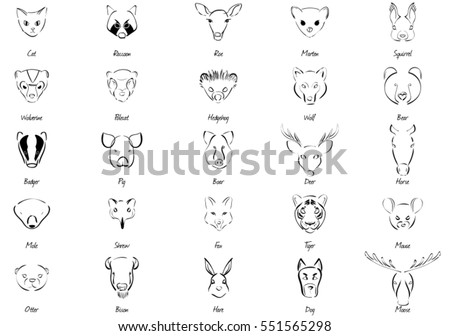 Front View Animal Head Triangular Icon Stock Vector 378953248 ...