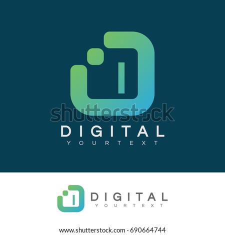 digital initial Letter I Logo design