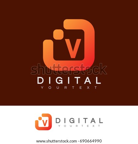 digital initial Letter V Logo design