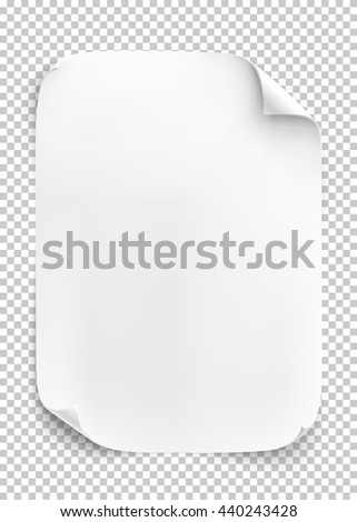 White Sheet Paper On Transparent Background Stock Vector 443366059