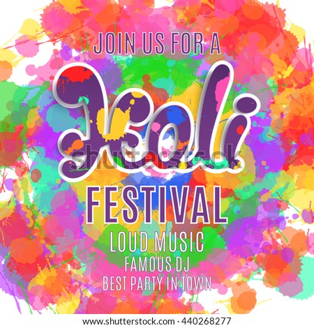 Holi festival poster. Template for flyer, brochure or invitation.