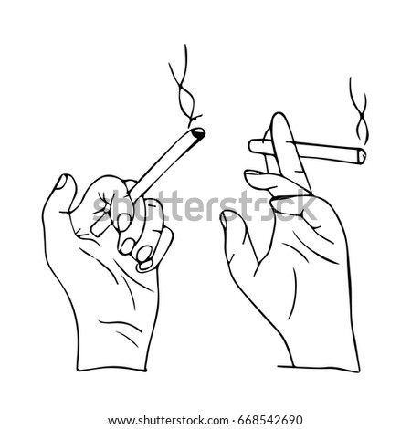 Hand Cigarette On White Background Vector Stock Vector 668542780 