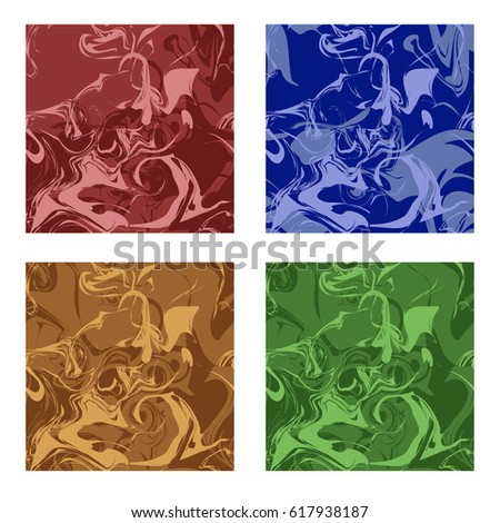 Set of marble texture patterns. Seamless patterns of different colors, abstract design .background. Vector illustration.