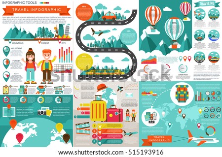 Flat Travel Infographic Elements Vector Design Stock Vector 515193916 Shutterstock Travel Infographic Template