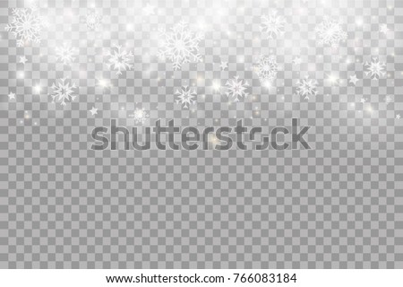 Falling Snow White Snowflakes Transparent Background Stock Vector 