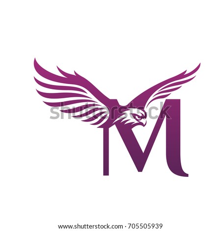 Vector Flying Purple Eagle Letter M Stock Vector 705505939 - Shutterstock