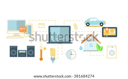 Smart Household Appliances Icon Flat Design Stock Vector 362628737 ...  Internet of things icon flat design. Network and iot technology, web and  smart home