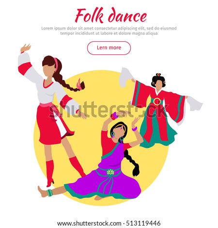 Folk Dance Concept Web Banner Flat Stock Vector 513119446 - Shutterstock