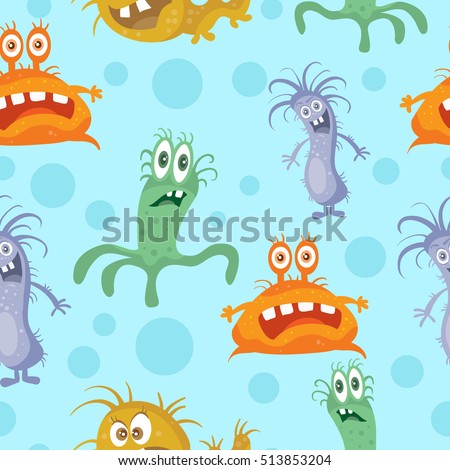 Set Cartoon Monsters Funny Smiling Germs Stock Vector 521687005 ...
