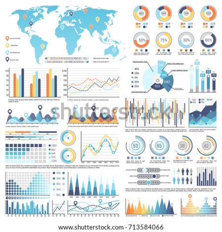 collection various types infographics charts along stock vector types of charts