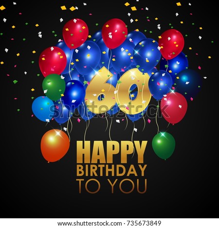 Download Vector Illustration Happy Birthday 60th Golden Stock ...