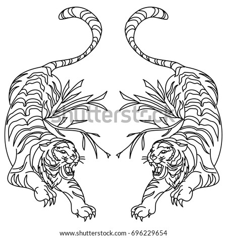 outline and doodle art tiger vector is on white backgrounddrawing tiger for tattoo