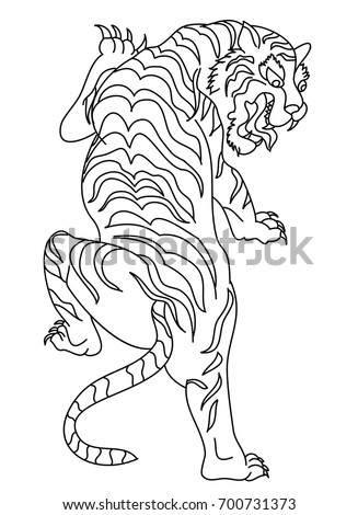 Outline Doodle Art Tiger Vector On Stock Vector 700731373 - Shutterstock