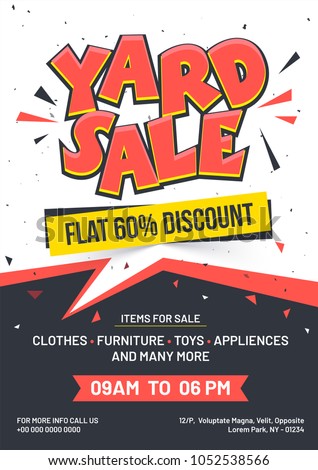 garage yard sale event announcement printable stock vector