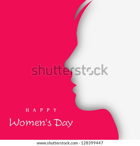 White silhouette of a women on pink background for Happy Women's Day.