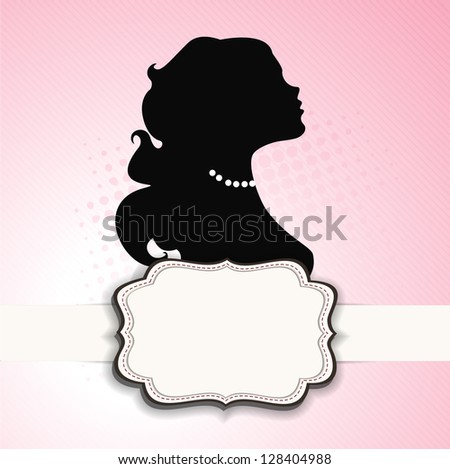 Silhouette of girl with space for your message on pink background for Happy Women's Day.