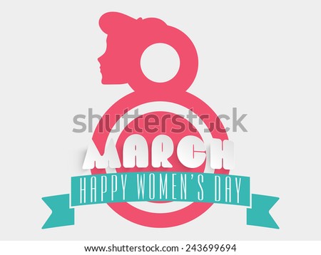 8 March, Happy Women's Day celebration concept with red silhouette of ...