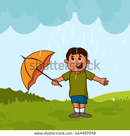 Boy Flying Kite Park Vector Stock Vector 49453006 - Shutterstock