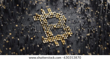 3D Illustration. Digital Currency Symbol. Bitcoin