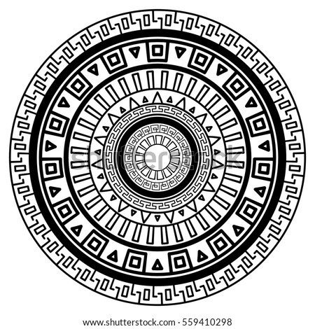 Ancient Greek Round Key Pattern Meander Stock Vector 601754180 ...